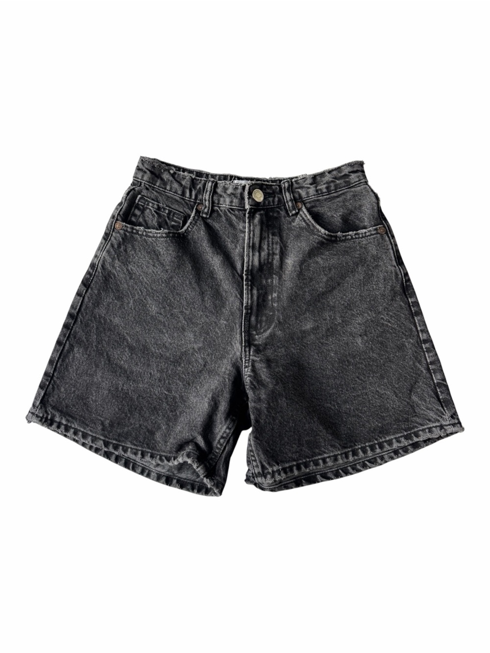 ✅ Zara Washed Black High-Waist Denim Shorts size 4 EUR 36